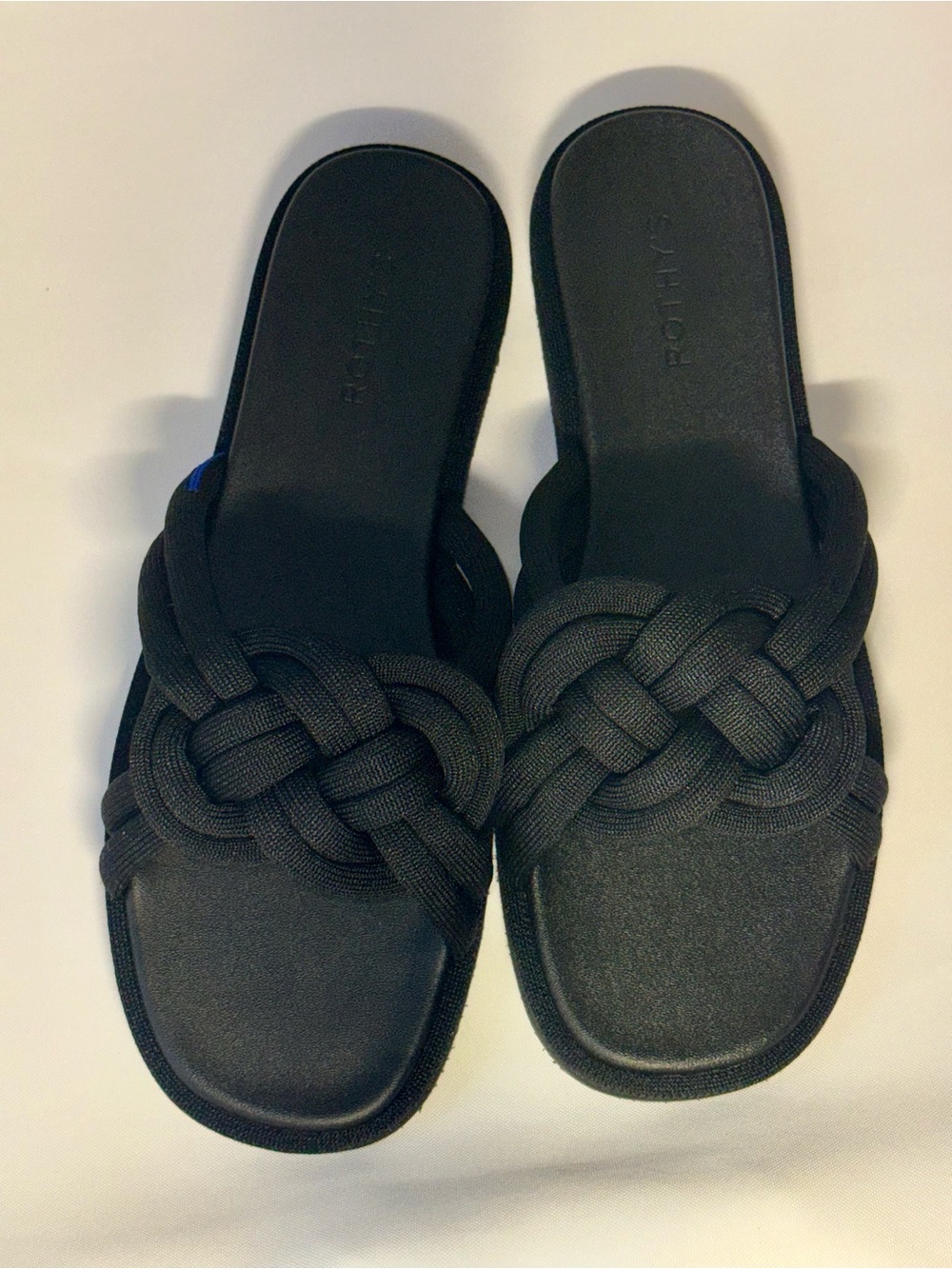 Rothy's The Summer Sandal Black Braided Knotted Slide Sandals Size 11 NWOT - Picture 4 of 6